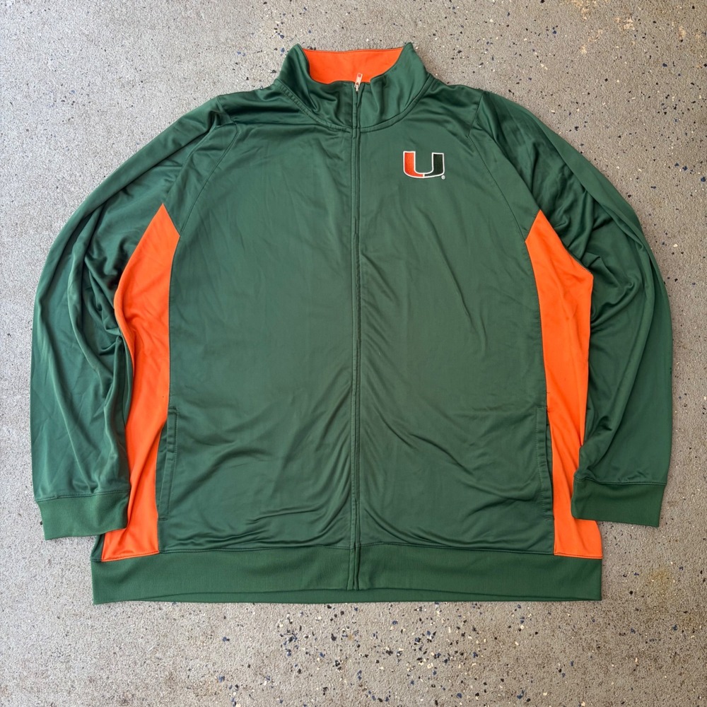 Genuine Stuff Mens University of Miami Hurricanes Track Jacket Green Orange XXL